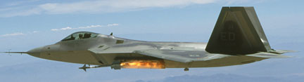 F-22 firing an AIM-9M from the left side bay